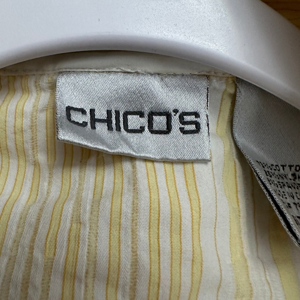Chicos Womens Preppy Yellow White Striped Top Size 3 US XL Minimalist Office - Picture 3 of 8